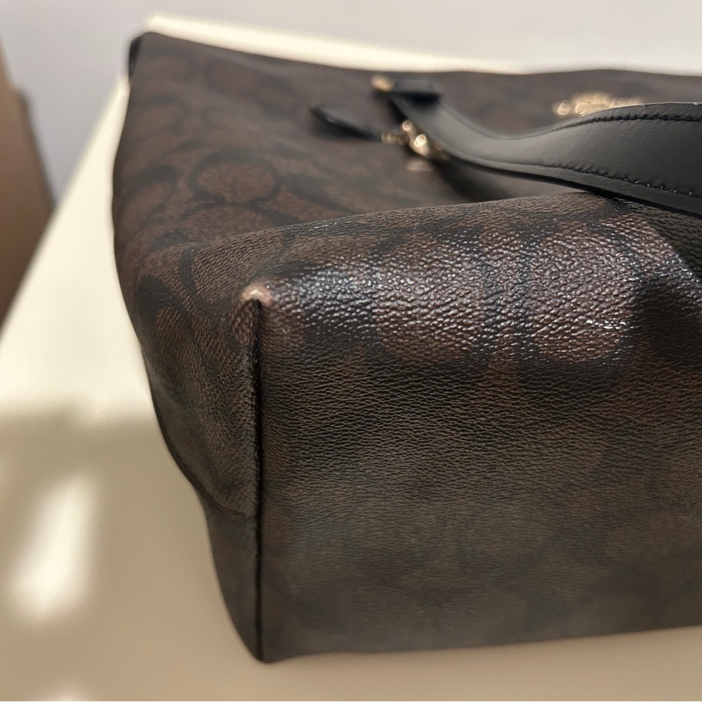 Coach Signature Canvas Brown and Black Tote - Picture 10 of 16